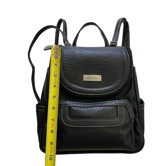NWT MultiSac Vegan Leather Multipockets Stylish Black Major Backpack - Picture 7 of 17